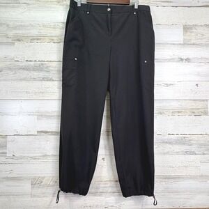 Zenergy‎ by Chicos Black Cargo Jogger Pants Size 2/US 12 Short Drawstring Cuffs